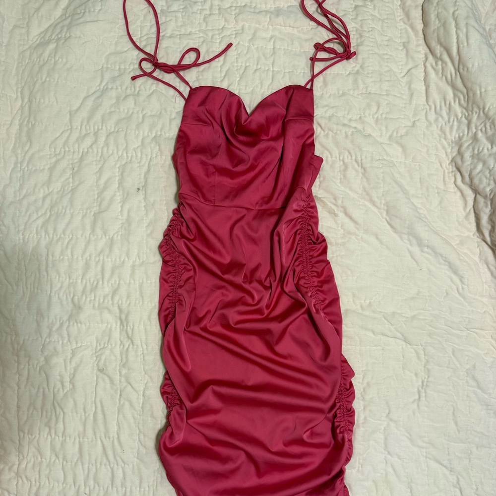 Elegant HOT PINK Ruched Dress